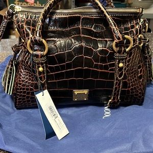 Dooney and Bourke Croco Fino Small Satchel in Brown Tmoro. NWT